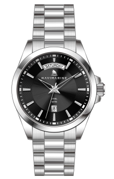 Navimarine NT0021-2 Siyah Kadran Gün ve Tarih Göstergeli Çelik Erkek Kol Saati