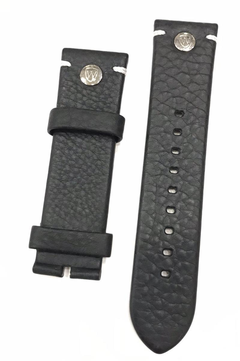 24 mm Siyah Wainer Orijinal Hakiki Deri Saat Kordonu