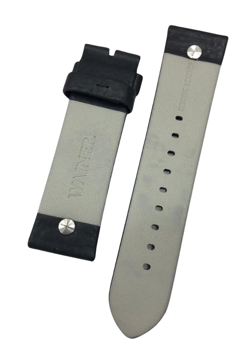 24 mm Siyah Wainer Orijinal Hakiki Deri Saat Kordonu