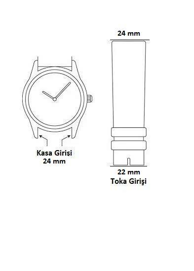 24 mm Siyah Wainer Orijinal Hakiki Deri Saat Kordonu