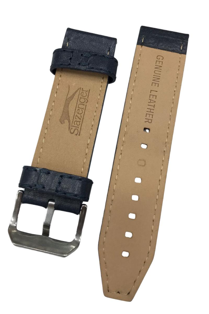 24 mm Lacivert Slazenger Orijinal Hakiki Deri Saat Kordonu