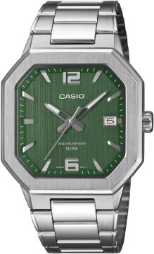 Casio MTP-B195D-3AVDF Sekizgen Bezel Dokulu Yeşil Kadran Çelik Erkek Kol Saati