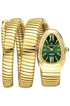 Reward RWA147545 Zümrüt Kadran Çift Tur Sarmal Altın Renk Kadın Kol Saati