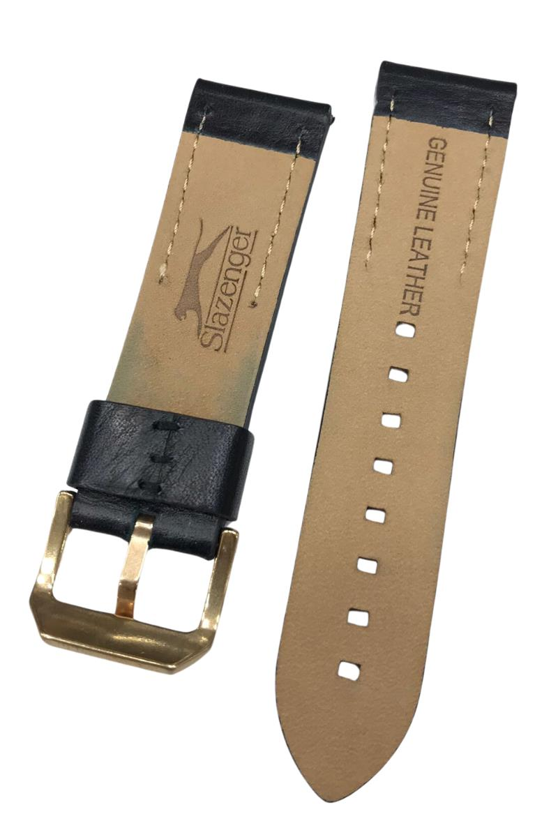 24 mm Koyu Lacivert Slazenger Orijinal Hakiki Deri Saat Kordonu