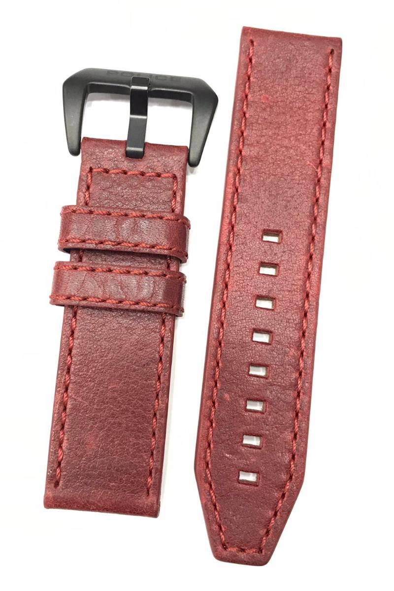 24 mm Kırmızı Police Orijinal Hakiki Deri Saat Kordonu