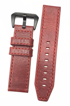 24 mm Kırmızı Police Orijinal Hakiki Deri Saat Kordonu