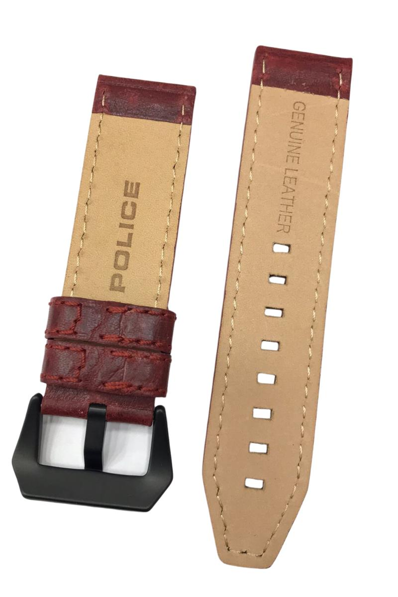 24 mm Kırmızı Police Orijinal Hakiki Deri Saat Kordonu