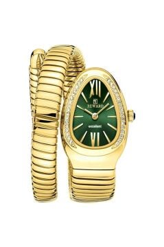 Reward RWA147534 Zümrüt Kadran Altın Renk Taşlı Yılan Model Kadın Kol Saati