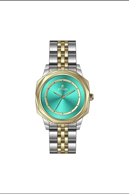 Reward RWA145750 Turkuaz Kadran Geometrik İki Renk Kadın Kol Saati