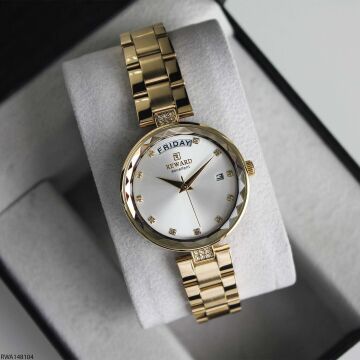 Reward RWA148104 Beyaz Kadran Gün ve Tarih Göstergeli Altın Renk Kadın Kol Saati