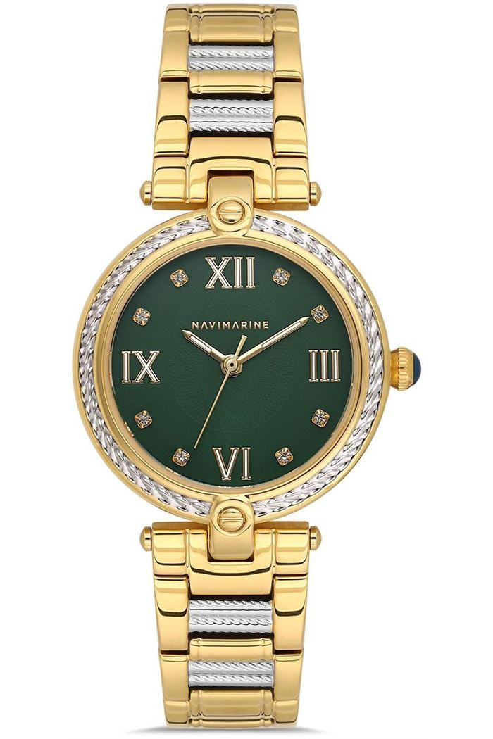 Navimarine NM1004-02 Yeşil Kadran Halat Detaylı Çift Renk Kadın Kol Saati