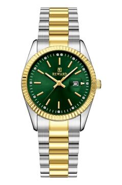 Reward RWA142808 Yeşil Kadran Tırtıklı Bezel Çift Renk Kadın Kol Saati