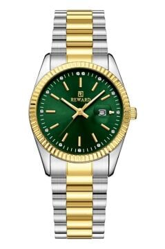 Reward RWA142808 Yeşil Kadran Tırtıklı Bezel Çift Renk Kadın Kol Saati