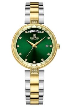 Reward RWA148106 Yeşil Kadran Gün ve Tarih Göstergeli Çift Renk Kadın Kol Saati