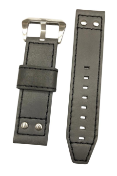 24 mm Gri Renk Perçinli Slazenger Orijinal Hakiki Deri Saat Kordonu