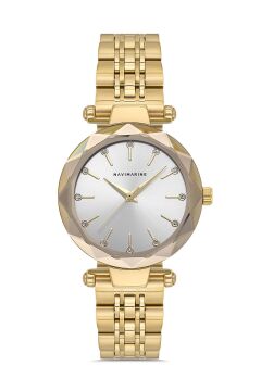 Navimarine NM206-02 Diamond-Cut Bezel Gold Tonlu Kadın Kol Saati