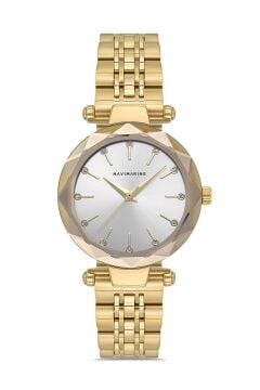 Navimarine NM206-02 Diamond-Cut Bezel Gold Tonlu Kadın Kol Saati