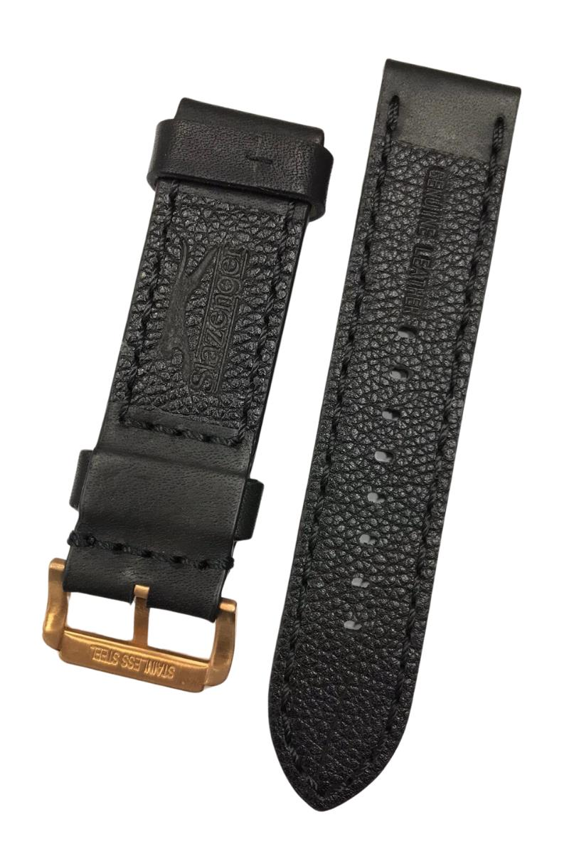 24 mm Siyah Renk Slazenger Orijinal Hakiki Deri Saat Kordonu
