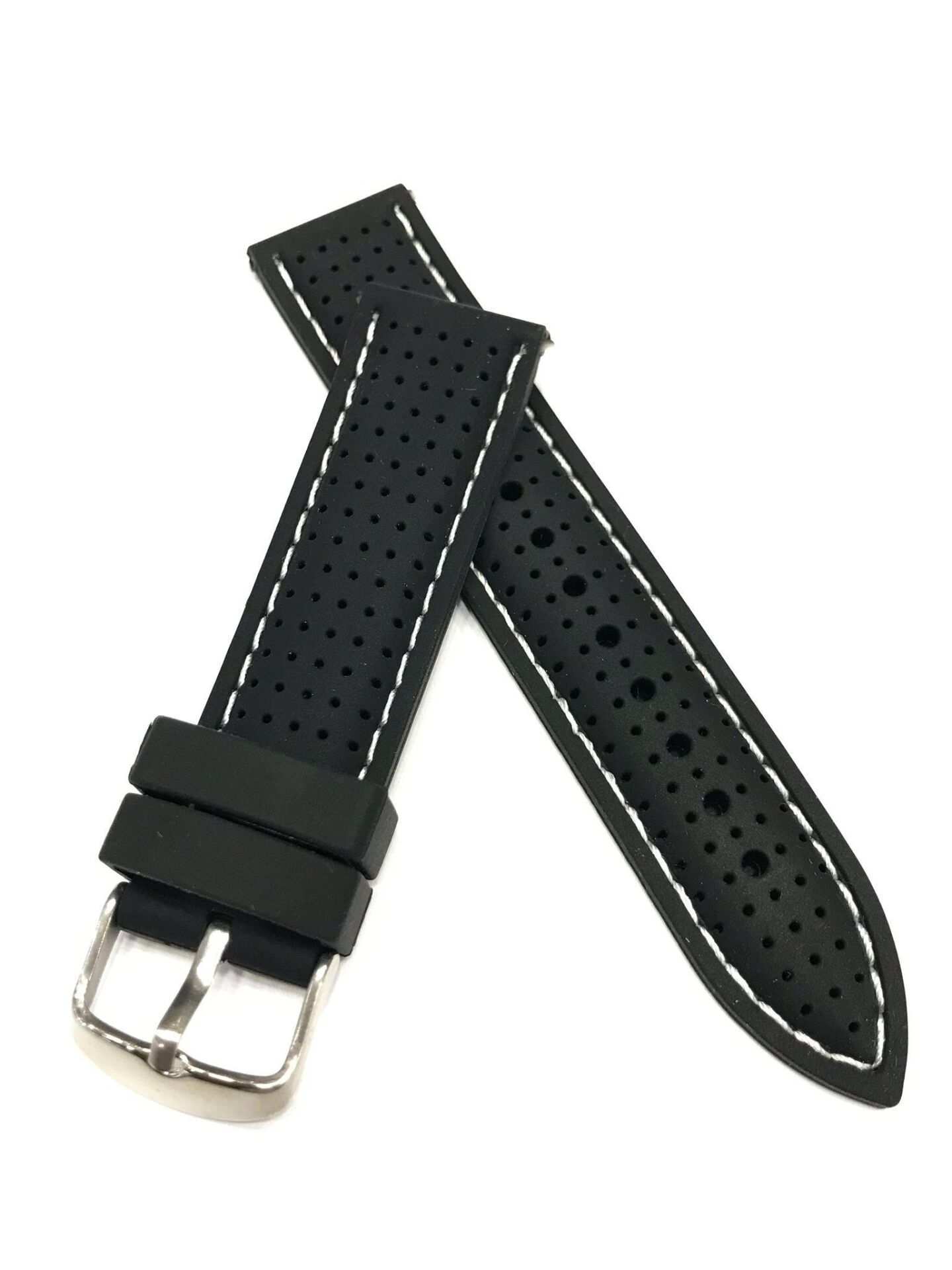 20mm Benekli Renkli Yüksek Kalite Silikon Saat Kordonu Kayışı Lacivert - 20 cm