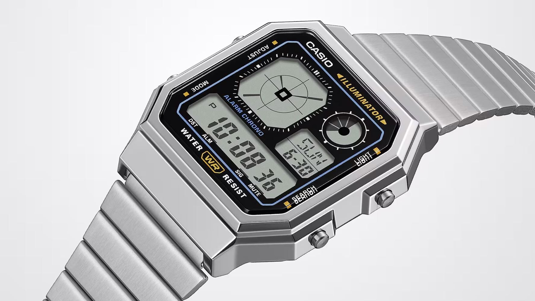 Casio Vintage A130WE-7ADF Gümüş Renk Radar Ekran Unisex Kol Saati