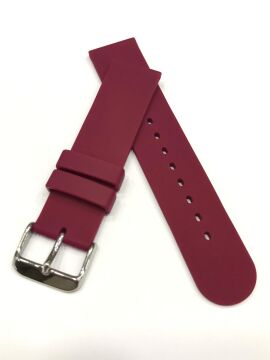20 mm Düz Renkli Kauçuk Saat Kordonu Kayışı Bordo