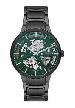 Hislon SD110N-16SS Solid Collection Yeşil Detaylı Seramik & Çelik Otomatik Erkek Kol Saati