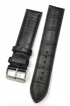 22mm Kroko Baskılı Yerli Üretim Siyah Renk Deri Saat Kordonu